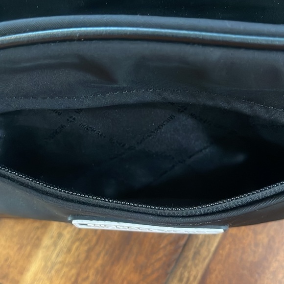 Michael Kors black white nylon camera crossbody bag webbing logo strap - Picture 12 of 17